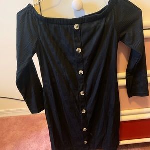 tight button down off the shoulder dress